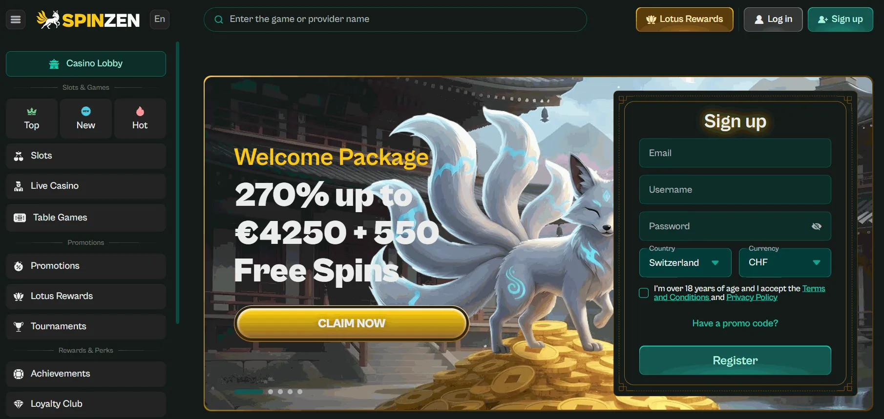 Spinzen New Online Casino